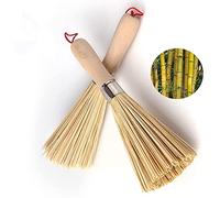 Lot de 2 brosses traditionnelles en bambou naturel pour wok, brosse de nettoyage de cuisine, brosse de cuisine en bambou, pour nettoyer la vaisselle, les casseroles, les poêles, les légumes et l'évier