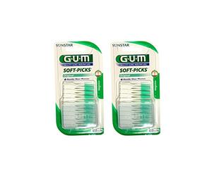 Lot de 2 brossettes interdentaires GUM Soft-Picks Blister de 40 pièces et étui de voyage Sunstar