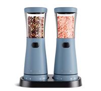Lot de 2 broyeurs à sel et poivre - En acier inoxydable - Coarseness réglable - Lumière LED - Bleu