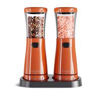 Lot de 2 broyeurs à sel et poivre - En acier inoxydable - Coarseness réglable - Lumière LED - Orange