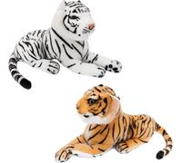 lot de 2 BRUBAKER tigres blancs et bruns env. 25 cm Peluche