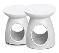 Lot de 2 brûleurs de cire brûleur de bougie basic coloris blanc -JUANIO- BLANC G