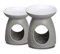 Lot de 2 brûleurs de cire brûleur de bougie basic coloris gris -JUANIO- Gris G