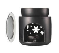 Lot de 2 brûleurs d'encens avec tamis et diffuseur d'huile en céramique - Anthracite - Diffuseur de cire parfumée - Brûleur d'encens - Mer de fleurs