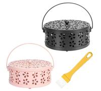 Lot de 2 brûleurs d'encens, porte-zampirones avec couvercle, porte spirales anti-moustiques brûleur d'encens, bobine de moustique, design câble, porte encens anti moustique pour maison camping voyage