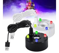 Lot De 2 Brumisateur à Ultrasons, Mini Machine à Fumée, Nébuliseur à Ultrasons avec 4 LED Lumières Colorées, 5V Fontaine D'eau Étang Brouillard Machine, Convient pour Bassin, Rocaille, Piscine, USB