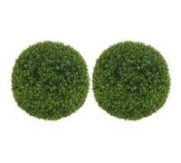 HomCom – Lot de 2 boules de buis artificielles 40 cm – Protection UV – Vert foncé