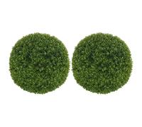 HOMCOM Lot de 2 Boules de buis artificielles de 40 cm, Protection UV, décoration pour la Maison, Le Jardin, la fête de Mariage, la décoration de la Maison, Vert foncé