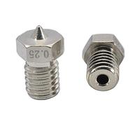 Lot de 2 buses en laiton plaqué pour imprimante 3D - Résistantes à l'usure - Filetage M6 - 0,25 mm - Pour extrudeuse V6 Hotend Titan Aero Prusa I3 MK3 MK3S Anycubic I3 Mega (2 x 0,25 mm)
