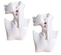 Lot de 2 bustes à bijoux blancs | Buste de mannequin à bijoux | Présentoir à bijoux pour colliers, boucles d'oreilles | Mannequin de vitrine féminin tête / épaule pour présentation de bijoux |