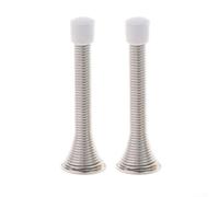 Lot de 2 butées de porte à ressort avec plaque inférieure en acier et vis pour mur ou porte pour contrôler le mouvement (argenté)