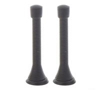 Lot de 2 butées de porte à ressort en métal avec plaque inférieure et vis, courbure flexible à 360 degrés pour protection des murs et des portes et réduction du bruit (noir)