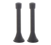 Lot de 2 butées de porte à ressort en métal avec plaque inférieure et vis pour protéger les murs et les portes contre les dommages causés par la poignée (noir)