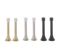 Lot de 2 butées de porte à ressort en métal, flexibles à 360° en acier inoxydable pour mur ou plinthe, argenté