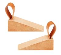 Lot de 2 butées de porte antidérapantes en bois de hêtre durable avec base en caoutchouc - Convient à tous les types de portes et surfaces - Avec caoutchouc
