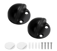 Lot de 2 butées de porte autocollantes pour sol, butées de porte au sol, demi-lune, ovales en acier inoxydable, avec vis et colle pour sol dur (noir, 2 pièces)