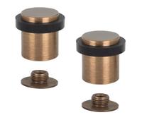 Lot De 2 Butées De Porte | Base filetée | Ø 24X30mm | Laiton Mate - Caoutchouc Blanc| Outils, Vis + Cheville De Fixation Compris | EVI Herrajes