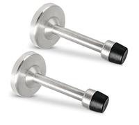 Lot de 2 butées de porte de 10,2 cm à fixation murale avec embout en caoutchouc, butées de porte en acier inoxydable brossé pour intérieur et extérieur