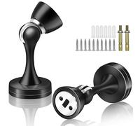Lot de 2 butées de porte magnétiques noires modernes et puissantes pour garder la porte ouverte - Loquet de porte en métal robuste - Montage au sol