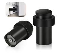 Lot de 2 butées de porte noires très résistantes en acier inoxydable - Protection murale décorative en caoutchouc solide pour plinthes - 65 mm