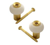 Lot de 2 butoirs Civic Industrie MADE IN FRANCE couleur laiton avec vis. Corps en zamak et bague amortisseur blanche en élastomère. Diamètre 30mm, hauteur 36mm.