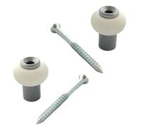 Lot de 2 butoirs couleur alu mate avec vis. Corps en zamak et bague amortisseur blanche en élastomère. Diamètre 30mm, hauteur 36mm.