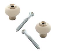 Lot de 2 butoirs couleur nickelé avec vis. Corps en zamak et bague amortisseur blanche en élastomère. Diamètre 30mm, hauteur 30mm.