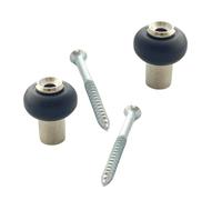 Lot de 2 butoirs couleur nickelé avec vis. Corps en zamak et bague amortisseur noire en élastomère. Diamètre 30mm, hauteur 36mm.