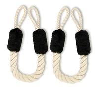 Lot de 2 butoirs de porte - Avec cordon de serrage - Protection contre le serrage - Corde pour animaux de compagnie et enfants - Protection des doigts - Noir
