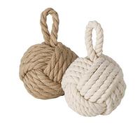 Lot de 2 butoirs de porte différents - Hauteur : 23 cm - En jute - Marron
