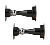 Lot de 2 butoirs de porte magnétiques en acier inoxydable pour montage mural et au sol, sans perçage, avec tampon adhésif puissant et vis, butoir de porte robuste pour dessous de porte, noir