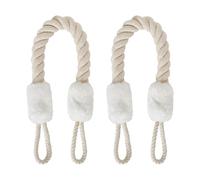Lot de 2 butoirs de porte - Protection anti-pincement pour portes - 60 cm - En coton - Avec cordon de serrage - Protection des doigts - Pour animaux de compagnie et enfants (Blanc)