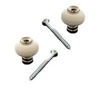 Lot de 2 butoirs ondulé en laiton nickelé avec vis. Corps en laiton et bague amortisseur blanche en élastomère. Diamètre 30mm, hauteur 30mm.