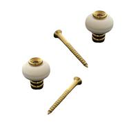 Lot de 2 butoirs ondulé en laiton verni avec vis. Corps en laiton et bague amortisseur blanche en élastomère. Diamètre 30mm, hauteur 30mm.