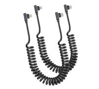 Lot de 2 Câble iPhone Spiralé USB-C à 90 degrés, Certifié Aple Carplay et MFi, Câble iPhone Carplay avec Transmission de Données, Cordon de Chargeur iPhone Court à Angle Droit pour iPhone/Pad/Pod