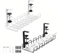Lot De 2 Cable Management Bureau ¿ Rangement Câble Sous Bureau Sans Perçage ¿ Support Multiprise Et Cache Câble Avec Passe-Câble ¿ Organisateur De Câble Pour Bureau, Gaming, Home O[DYB983834]