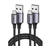 Lot de 2 Câble USB C 3A Charge Rapide Nylon Tressé Compatible avec iPhone 17 Pro Max Air 16 Galaxy S25 S24 A05S A35 A55 Redmi 14C A3 Note 13 12 P60 P50 Manette PS5 (1M)
