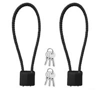 Lot de 2 câbles antivol en acier avec anse longue | Câbles de sécurité en alliage robuste pour armes à feu, vélos, casques et rangement | Comprend 4 clés par serrure | Noir (38 cm Stee)