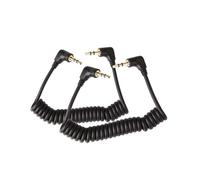 Lot de 2 câbles audio de 3,5 mm - Mini câble de casque spiralé de 50 cm - Prise jack TRS de 3,5 mm mâle vers mâle - Câble spiralé audio auxiliaire stéréo (jusqu'à 50 cm)