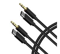 Lot de 2 câbles audio de type C pour casque Soundcore Life Q35, Life Q30, Life Q20, Life Q10, Space NC, USB-C vers TRS de 3,5 mm (100 cm)