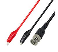 Lot de 2 câbles BNC de 120 cm avec double clips, câble coaxial 50 Ohm pour sondes d'oscilloscope, rouge pour + noir 0,4 mm² isolé en PVC