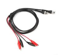 Lot de 2 câbles coaxiaux BNC vers double clip 120 cm 50 Ohm pour sondes d'oscilloscope avec clips isolés en PVC rouge noir