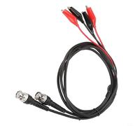 Lot de 2 câbles coaxiaux BNC vers doubles clips 120 cm 50 Ohm pour sondes d'oscilloscope, rouge + noir