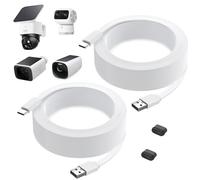 Lot de 2 câbles d'alimentation pour Eufy SoloCam S220/S340, C210, câble d'extension USB de type C pour eufyCam 3/S330, 3C/S300, cordon de charge plat résistant aux intempéries pour caméra intérieure