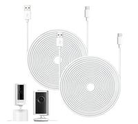Lot de 2 câbles d'alimentation USB-A vers USB-C compatibles avec caméra d'intérieur Ring Plus/Pan-Tilt Indoor Cam, câble de charge pour étagères hautes ou plafonds, facile à installer (blanc)