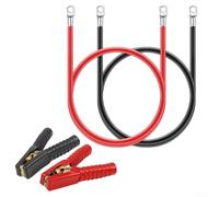 Lot de 2 câbles de batterie, câbles de batterie, avec pinces crocodiles 50 cm 5 AWG M8 12 V pour voiture, moto, bateau