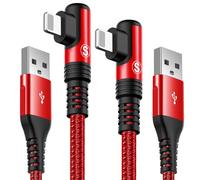 Lot de 2 câbles de charge à angle droit pour iPhone 14/13/12/11 Pro Max/XS MAX/XR/XS/X/8/7/Plus/6S/6/SE/5S/i Pad 3 m