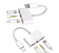 Lot de 2 câbles de Charge iPhone - Adaptateur pour Casque AUX + Lightning 3,5 mm + Bloc d'alimentation - Répartiteur Jack - Apple MFI - Chargeur Rapide - Accessoire pour 14 13 12 11 Pro Max