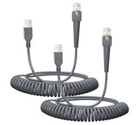 Lot de 2 câbles de charge spiralés de 5 m pour Symbol/Motorola/Zebra DS2208 LS2208 LS4278 LS3478 LS3578 DS3408 DS6878 DS9808 DS4208DS8108 DS8178 DS9308 DS990 8 STB4278 LI4278 DS9208 Câble USB