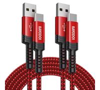 Lot de 2 câbles de charge USB C de 3 m, QC3.0 à charge rapide USB vers USB de type C, longs câbles tressés compatibles avec manette PS5, Samsung Galaxy S21, S20, S10, S9, Xiaomi, Nintendo Switch